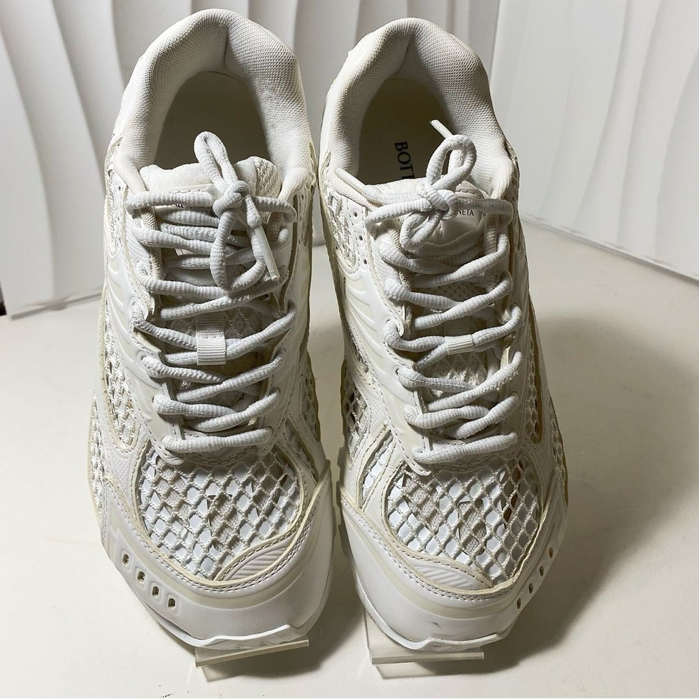 Bottega Veneta White Mesh Intrecciato Sneakers